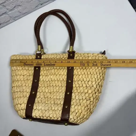 Straw Studios Large Straw & Leather Tote Bag - Picture 10 of 10